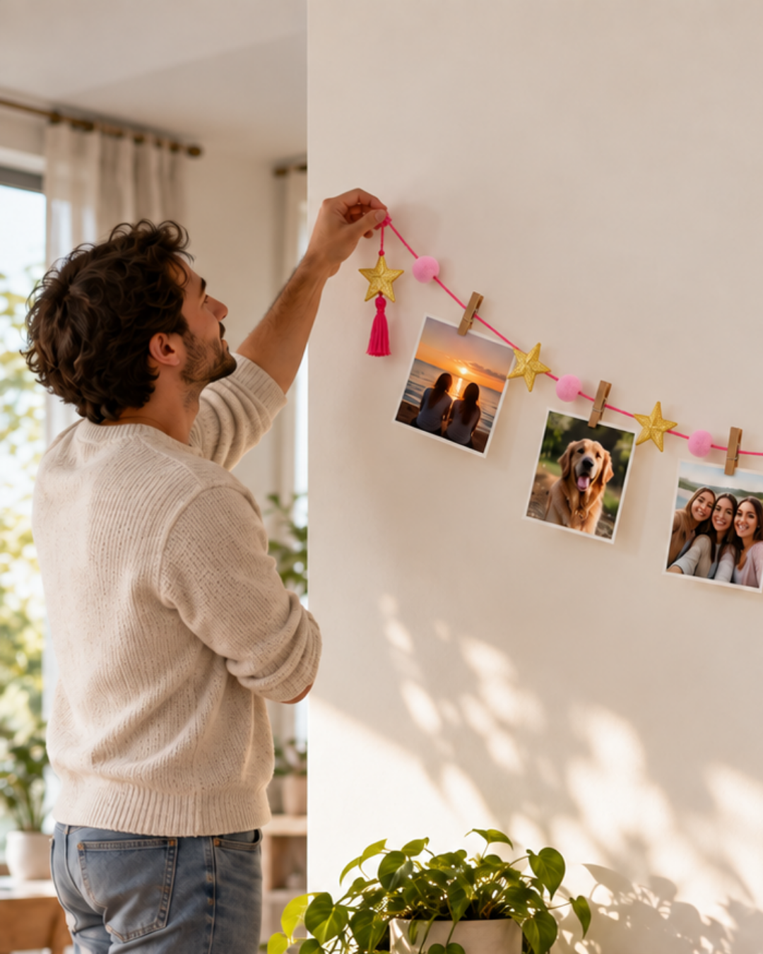 Tira con pompones y broches para fotos - Imagen 3
